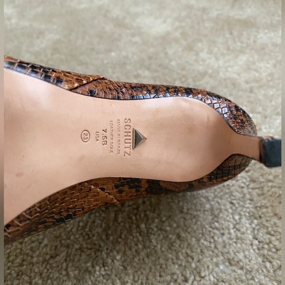 Schultz Brown Snakeprint Ankle Booties
